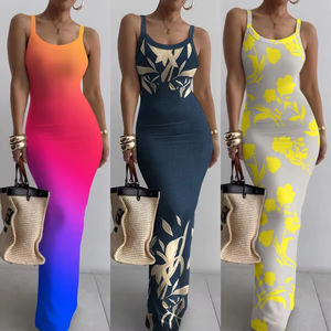 بيع بالجملة أنيق حزام الصلبة المرأة زائد الحجم عارضة مثير فستان طويل رخيصة Bodycon فستان طويل - Product Image 2