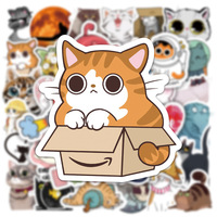 50Pcs New Pet Cat Kitty Cute Funny Graffiti Stickers for Kid Bottle Laptop Wall Car Decoration Cartoon Animal Sticker