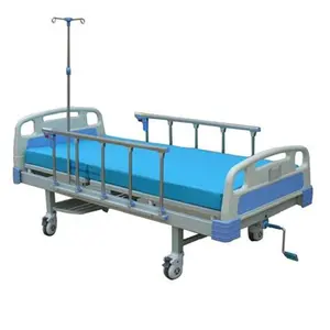 Cama de Hospital plegable de 1 manivela, cama renacentista con ruedas silenciosas, Riel lateral de aleación de aluminio, 4 Uds.