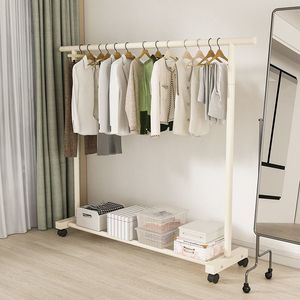 Clothes Rack Standing Type Double Pole Indoor Balcony Home Use Round With Clip Drying Rack Fixed Rectangle Shape - Product Image 2
