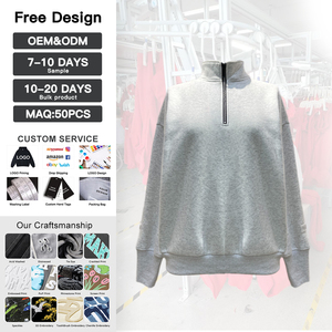 Sudadera con Capucha de Estilo de Marca de Lujo, de Algodón Grueso, con Cierre de Cremallera de un Cuarto, Personalizable con Logotipo, con tu Propio Logotipo - Product Image 1