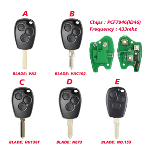 Clé de télécommande CN010005 <span class=keywords><strong>3</strong></span> boutons 433 MHz PCF7946 pour Renault / Kangoo II / <span class=keywords><strong>Clio</strong></span> III - Product Image 1