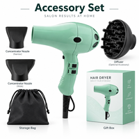 Sèche-cheveux professionnel à moteur AC, 2 vitesses, 3 températures, fonction air froid, deux concentrateurs, grand diffuseur en option pour coiffure en salon