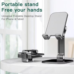 ขาตั้งโทรศัพท์มือถือแบบพับได้ ปรับความสูงและมุมได้ ใช้งานได้กับโทรศัพท์มือถือทุกรุ่น สีดำ ขนาดใหญ่ สำหรับวางบนโต๊ะ - Product Image 4