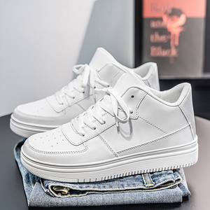 Scarpe da Ginnastica da Uomo Classiche a Taglio Alto di Grandi Dimensioni con Rialzo Interno, Sneakers Bianche Sportive da Corsa con Lacci per Studenti e Skateboard - Product Image 3