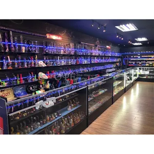 Customize Retail Shisha Hookah Glass Display Lounge Furniture Tobacco Shop Counter Display Shop Smoke Showcase Furniture