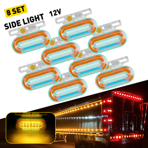 AUXITO Ensemble de 8 feux clignotants séquentiels LED 12V pour camion, poids lourd, bus, remorque, blanc ambre - Product Image 1