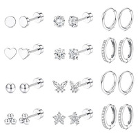 Ensemble de boucles d'oreilles en acier inoxydable plaqué or 18 carats, avec clous à vis multi-trous et créoles Huggie scintillantes en zircon cubique, bijoux pour femme inaltérables