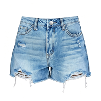 Shorts en jean taille haute déchirés pour femme, coupe délavée, extensibles, en denim, vente en gros pour l'été