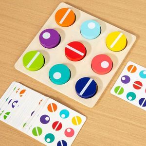 3 4 5 6 Years Old Boys Girls Brain Teaser <b>Puzzle</b> Logic Wooden <b>Puzzles</b> Shape Color Matching Board Game With Cards - Product Image 5