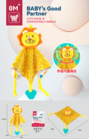 Samtoy Peluche Apaisante pour Nouveau-né, Doudou Animal en Peluche, Couverture Douce, Serviette Réconfortante pour Bébé Lion de Dessin Animé, pour 1 à 24 Mois