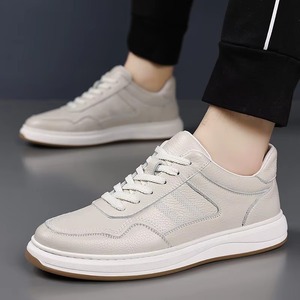 Nouvelle Arrivée 2025 – Baskets Décontractées et Habillées pour Hommes en Cuir Pleine Fleur, Respirantes et Résistantes à l'Usure, Blanches, Toutes Saisons - Product Image 3