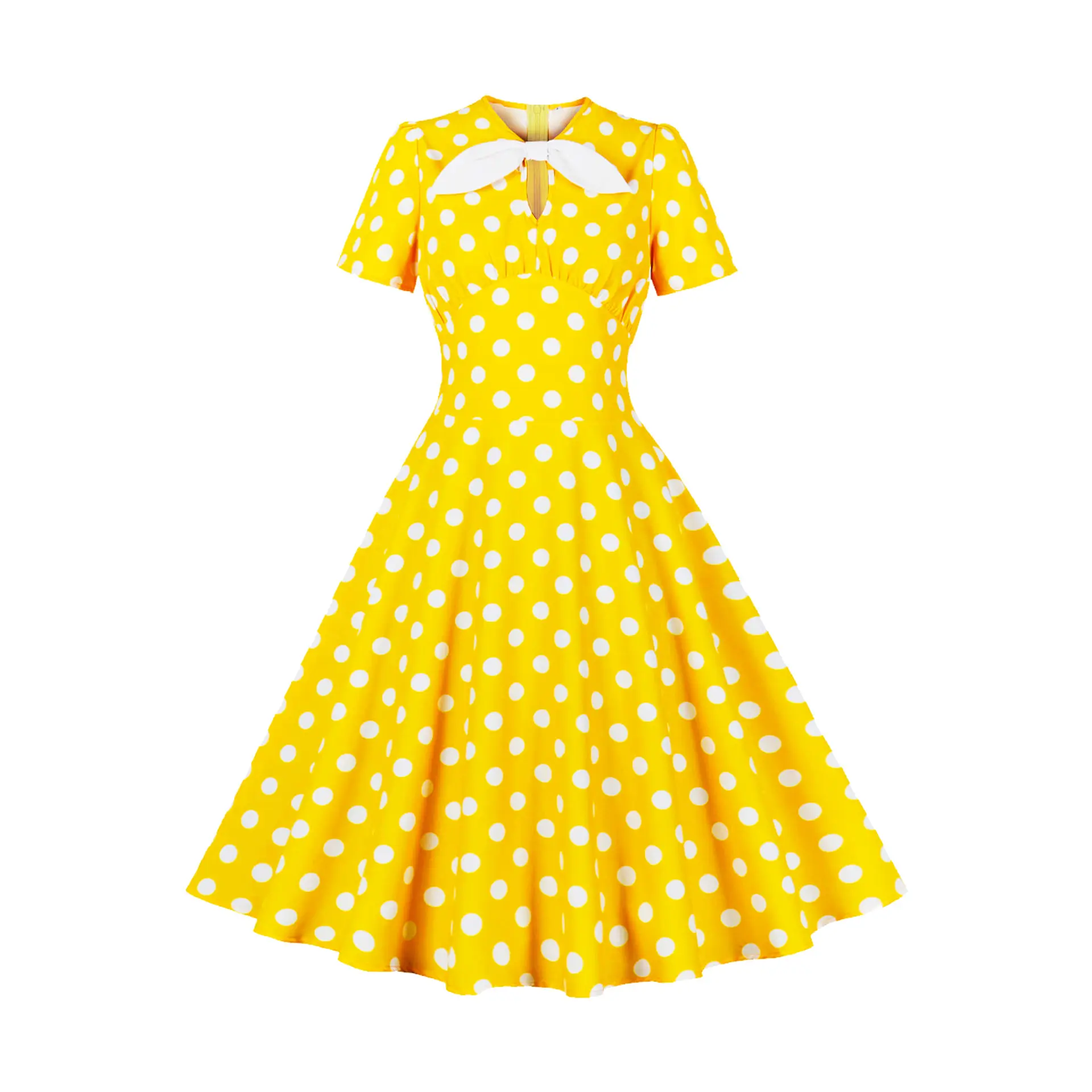 MXN 5157 rundhalsausschnitt fliege polka dot kurzärmelig Hepburn-stil europäisch und amerikanisch retro hell lässig strand outdoor-kleid