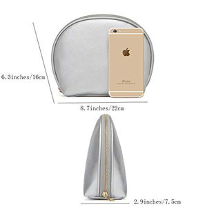 Sac à cosmétiques en cuir PU, trousse de toilette de voyage pour femmes, sac à maquillage en forme de coquille, portefeuille à fermeture éclair, porte-monnaie - Product Image 5