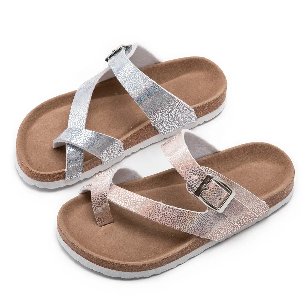 Nice Style with beautiful new upper material and Cork Sole Foot-bed Big Girls Summer Sandals