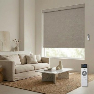 Stores enrouleurs motorisés intelligents, occultants, sans cordon, avec design en tissu intégré, couleur <span class=keywords><strong>taupe</strong></span> chaud, pour fenêtres. - Product Image 2