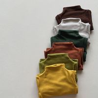 Haut à manches longues uni pour tout-petits, pull à col montant pour enfants, vêtements de mode pour filles
