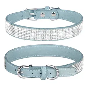 Benutzer definierte hochwertige PU Hunde halsband Verschleiß fest Neues Design Einstellung Bling Strass Leder Haustier Katze Hunde halsband Luxus