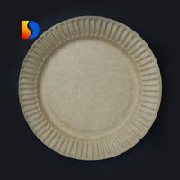 Assiette en papier kraft ronde classique jetable de 7 pouces pour fête, écologique