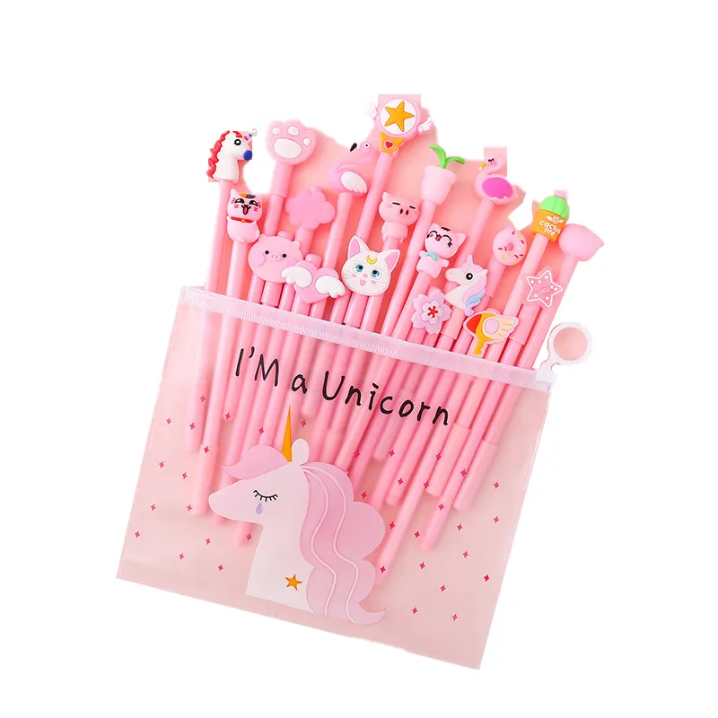 Cancelleria promozionale Set di penne a inchiostro Gel da 0.38mm regalo per bambini scuola per studenti carino plastica Kawaii Cartoon 20 Set di penne Gel