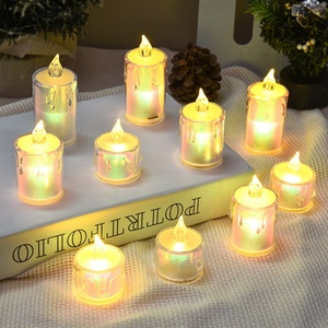 Luxury Led Iridescent <b>Tea</b> <b>Light</b> Candles Battery Operated Flameless Candle Gift Home Wedding Decor Electric Pillar Aura Candles - Product Image 1