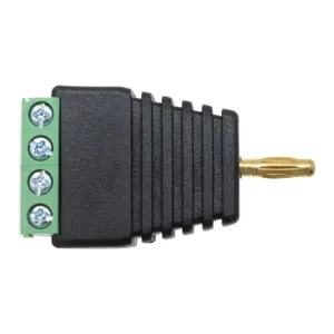 4至1香蕉连接器公插头3毫米直径螺钉锁定镀金音频连接器，用于HIFI音频扬声器插头