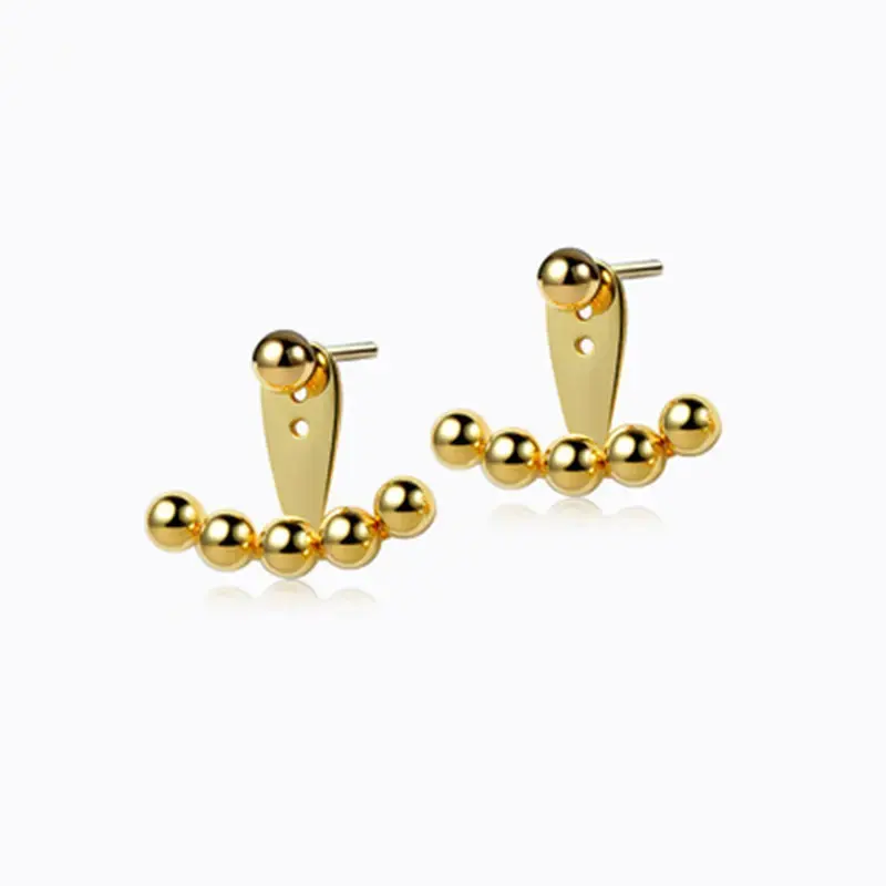 new design custom stud earrings 925 sterling silver round seed bead fan earrings cheap earring jewelry wholesale for men women