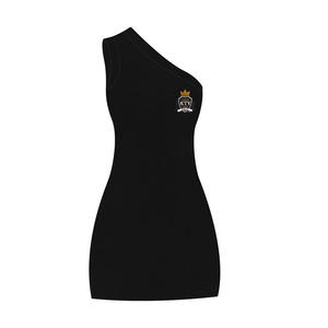 Personalizado al por mayor nuevo diseño 100% lana ceñido al cuerpo erógeno un hombro cuello inclinado aberturas laterales mujeres vestido de suéter de punto - Product Image 3