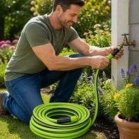 Tuyau d'arrosage industriel vert de 45 m, anti-pli, haute pression, flexible, avec raccords en laiton, pour l'irrigation de grandes surfaces agricoles