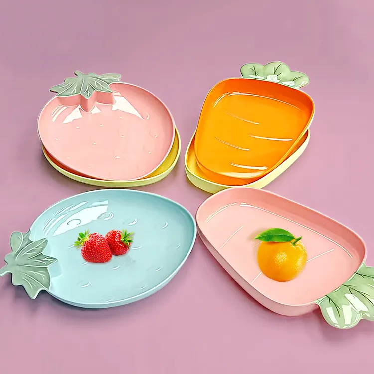 Kreatives Design Dekorative mehrfarbige Erdbeer form Früchte Snack Dessert Melamin platte