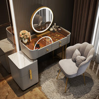 Table de maquillage de luxe élégante avec tiroirs et miroir, meuble de coiffeuse en gros