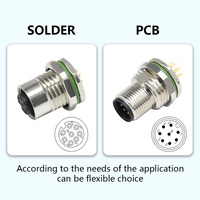 Conector de montaje en Panel M12 tipo DIN IP67 resistente al agua 5/8/12/4 pines bloqueo frontal/trasero macho hembra receptáculo soldadura/PCB Compatible