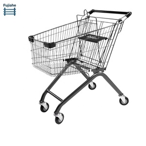 60L Metal <strong>Shopping</strong> Cart Zinc-Plated Supermarket Grocery <strong>Trolley</strong> with Silent PVC Wheels and Child Seat for Retail - Product Image 1