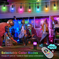 Guirlandes lumineuses d'extérieur RGBW de 48 pieds, résistantes aux intempéries, télécommande, changement de couleur, guirlandes lumineuses de café avec ampoules S14 incassables