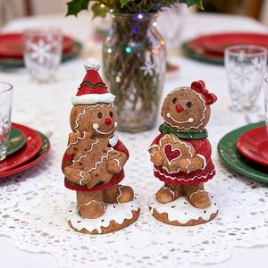 Nouveautés : Statue de Bonhomme en pain d'épices avec visage souriant et détails en crème de sucre rouge, artisanat en résine, objets de collection, décoration de Noël - Product Image 3