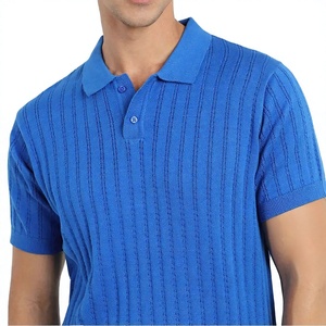 Men's <b>Blue</b> Knitted Short Sleeve <b>Polo</b> <b>Shirt</b> Striped Casual Breathable Cotton Top Regular Fit Custom Manufacture Direct Factory - Product Image 6