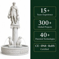 Fontaine en marbre personnalisée avec statue de jeunesse Hylas, fontaine décorative en forme de vase, motif Otter, pour Hôtels, Places, Jardins, Villas, Parcs, Lobbies