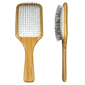 Extension de cheveux d'utilisation de salon en métal soies brosse à cheveux professionnel brosse à cheveux en bambou