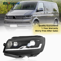 Ensemble de phares LED améliorés pour VW Multivan Caravelle T6 2016-2019, avec feux de jour LED et clignotants séquentiels à lentille de projecteur.