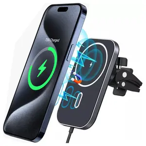 Hot Selling 15W Fast Wireless Charger Square Strong Magnetic Car Air Vent Wireless Charger Phone Holder For IPhone 13/14/15