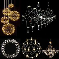 Éclairage élégant inspiré des feux d'artifice pour les escaliers d'hôtel et la décoration intérieure Lustres LED pliants abordables