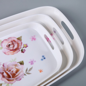 Plateau de service en mélamine de style européen, creux, à deux poignées, pour café, en porcelaine, pour la maison - Product Image 4