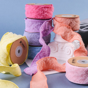 <span class=keywords><strong>Ruban</strong></span> de dentelle sergé Tulle froissé Nœud de coquillage Cadeau floral <span class=keywords><strong>Ruban</strong></span> d'écailles de poisson recyclé - Product Image 5