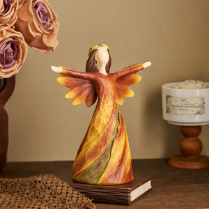 Figurine d'ange créative en résine imitation bois, sculpture artisanale, ornement de <span class=keywords><strong>bureau</strong></span>, <span class=keywords><strong>décoration</strong></span> de la maison, <span class=keywords><strong>décoration</strong></span> de table de salon, cadeaux d'art - Product Image 2