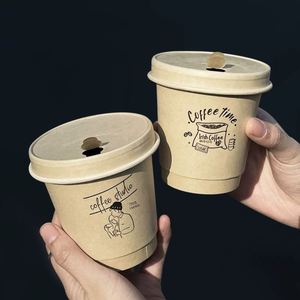 Wholesale Custom Logo 8oz Bubble Tea Hot Drink Coffee Paper <b>Cups</b> Tea Double Wall Paper <b>Cups</b> with Lids - Product Image 1