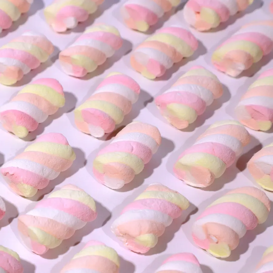 Số lượng lớn B2B swirled cầu vồng màu sắc hình Marshmallow Xoắn kẹo bữa tiệc sinh nhật đáng yêu Marshmallow cho bán buôn