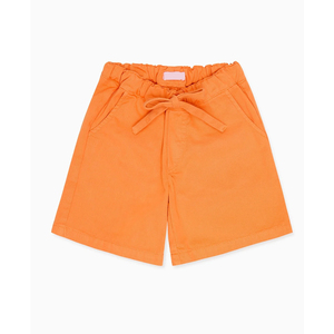Shorts <span class=keywords><strong>Bermuda</strong></span> <span class=keywords><strong>Orange</strong></span> Taille Haute avec Cordon de Serrage Style Décontracté Couleur Unie Tissu Tissé Shorts en Coton pour Garçons - Product Image 1
