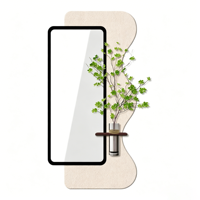 Vente directe usine : Peinture murale LED hydroponique de plantes vertes, miroir mural 3D stéréoscopique en grès, art décoratif pour la maison