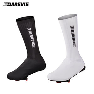 Darevie Couvre-chaussures <span class=keywords><strong>de</strong></span> vélo <span class=keywords><strong>de</strong></span> <span class=keywords><strong>route</strong></span> coupe-vent et imperméables, rayés, pneumatiques, aérodynamiques, blanc et noir - Product Image 1