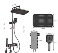 Ensemble de douche domestique Piano Key avec pistolet pressurisé puissant, pommeau de douche gris, robinets thermostatiques et plusieurs modes de pulvérisation pour salle de bain